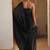 black embellished satin sarees with unstitched blouse piece
