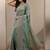 teal embroidered organza saree with unstitched blouse piece