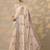 cream embroidered crepe saree with unstitched blouse piece