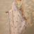cream embroidered crepe saree with unstitched blouse piece