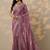 purple embroidered crepe saree with unstitched blouse piece