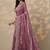 purple embroidered crepe saree with unstitched blouse piece