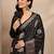 black printed georgette saree with unstitched blouse piece