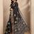 black printed georgette saree with unstitched blouse piece