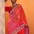 pink printed chinon saree with unstitched blouse piece