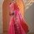 pink printed chinon saree with unstitched blouse piece
