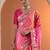 pink printed chinon saree with unstitched blouse piece