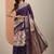 purple printed crepe saree with unstitched blouse piece