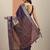 purple printed crepe saree with unstitched blouse piece
