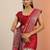 red printed crepe saree with unstitched blouse piece