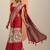 red printed crepe saree with unstitched blouse piece