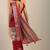 red printed crepe saree with unstitched blouse piece
