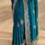 teal floral embellished saree with unstitched blouse piece