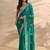 teal embellished saree with unstitched blouse piece