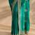 teal embellished saree with unstitched blouse piece