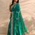 teal embellished saree with unstitched blouse piece