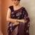 maroon printed georgette saree with unstitched blouse piece