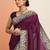purple embellished saree with unstitched blouse piece
