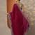 maroon solid chiffon saree with unstitched blouse piece
