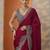 maroon solid chiffon saree with unstitched blouse piece