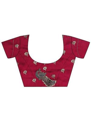 maroon solid chiffon saree with unstitched blouse piece 4