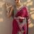 maroon solid chiffon saree with unstitched blouse piece