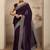 purple beads embellished saree with zari embellished border and a blouse piece