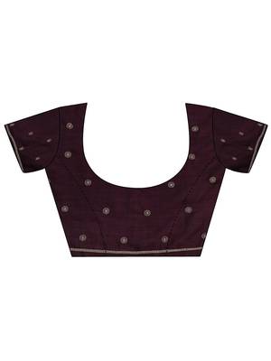 purple beads embellished saree with zari embellished border and a blouse piece 4