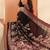 black printed saree with unstitched blouse piece