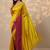 yellow embellished crepe saree with unstitched blouse piece