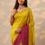 yellow embellished crepe saree with unstitched blouse piece