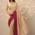 beige embellished crepe saree with unstitched blouse piece