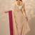 beige embellished crepe saree with unstitched blouse piece
