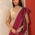 beige embellished crepe saree with unstitched blouse piece