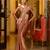 copper embellished satin sarees with unstitched blouse piece