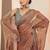 copper embellished satin sarees with unstitched blouse piece