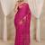 magenta ethnic woven design saree with unstitched blouse piece