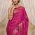 magenta ethnic woven design saree with unstitched blouse piece