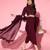burgundy solid saree with embellished blouse