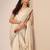 off white embellished saree with unstitched blouse piece