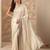off white embellished saree with unstitched blouse piece