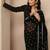 black embroidered georgette saree with unstitched blouse piece