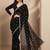 black embroidered georgette saree with unstitched blouse piece