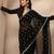black embroidered georgette saree with unstitched blouse piece