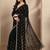 black embroidered georgette saree with unstitched blouse piece