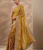 mustard embellished saree with unstitched blouse piece