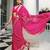 pink printed saree with unstitched blouse piece