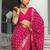 pink printed saree with unstitched blouse piece