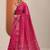 pink printed saree with unstitched blouse piece