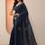 blue embellished organza saree with unstitched blouse piece